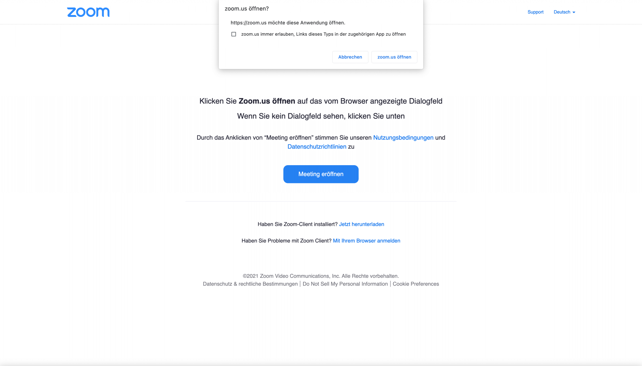 Klicken Sie erneut oben auf "Abbrechen".